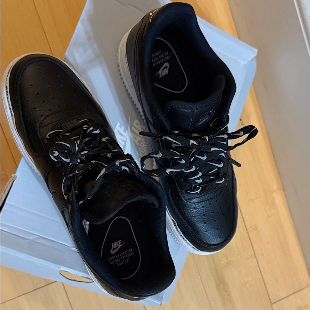 Nike Black leather Air Force 1, women’s 8